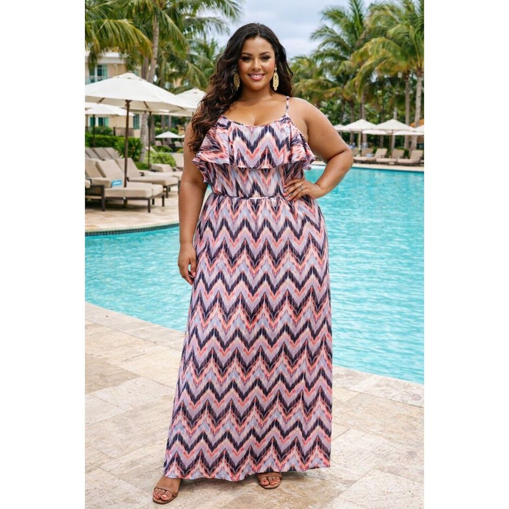 Heart Soul Chevron Print Sundress - Size 1X